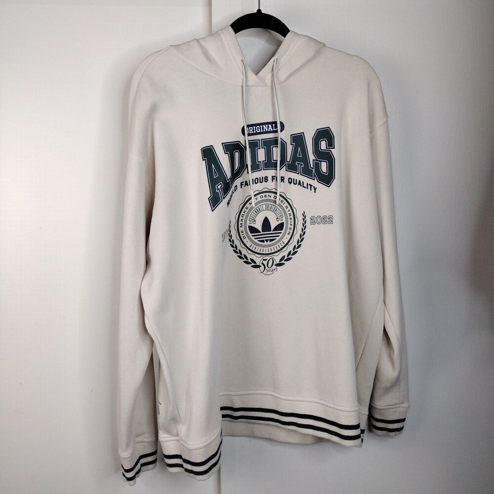 Adidas Originals Anniversary Graphic Pullover Hoodie Womens Plus Size 1X Cream
